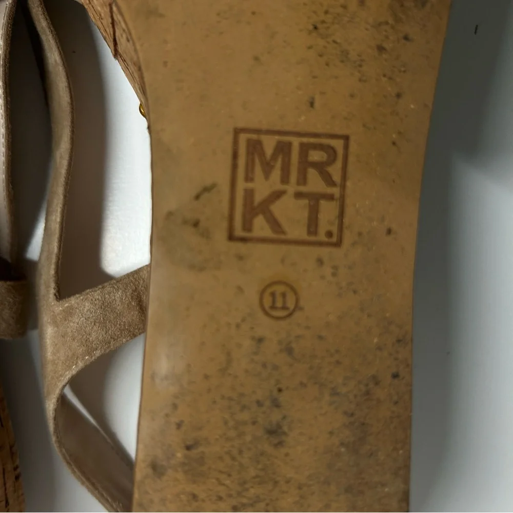 MRKT Women's Tan Suede Slingback Cork Platform Sandals in‎ Size 11